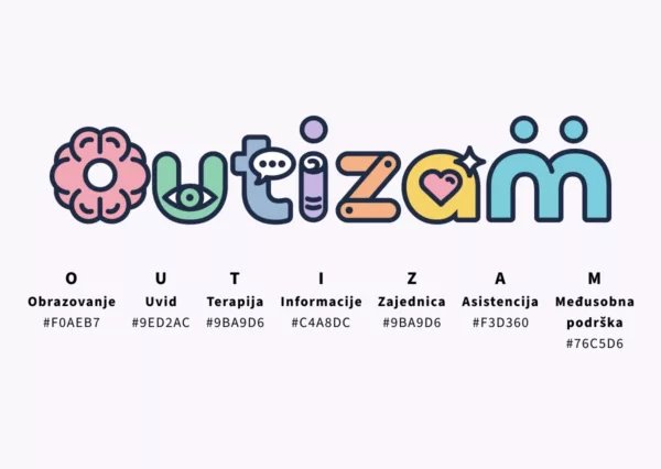 Outizam logo with key values pointed